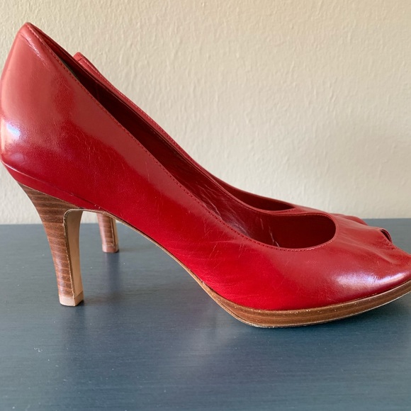 RED Cole Haan Peep Toe Pumps - Picture 1 of 7